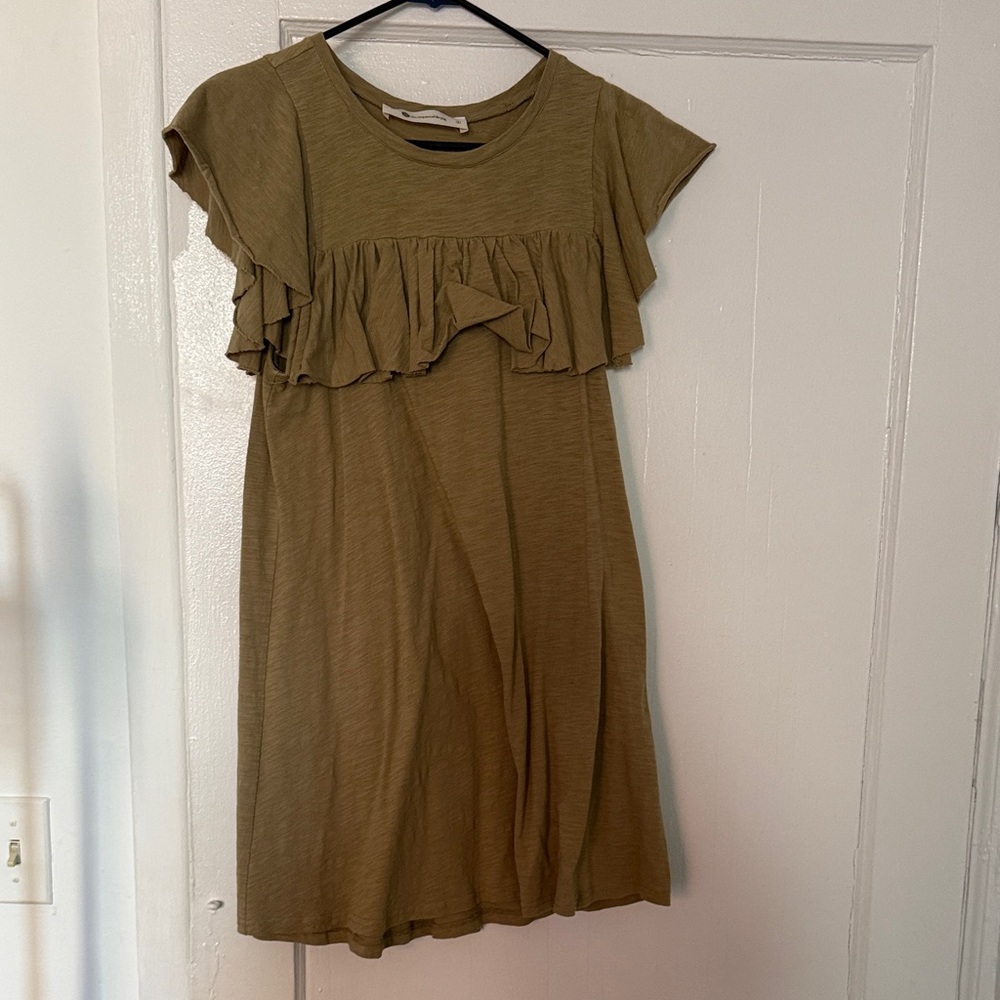 The Impeccable Pig Khaki Ruffle Kids Dress